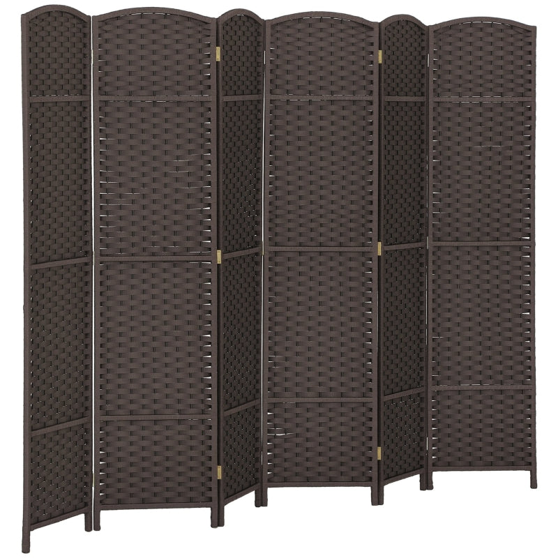 6-Panel Room Divider, Foldable Privacy Screen, Home Office, Brown