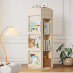 Rotating Bookshelf with 360-Degree Rotation and 4 Shelves, Wood