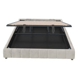 Upholstered Bed 180x200cm LED Floating Frame Storage, Beige