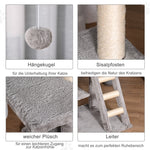 Cat Tree, 120 cm Multi-Level with Cave & Sisal Posts, Light Grey