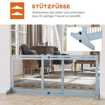Wooden Dog Gate, Extendable Freestanding 104-183cm Grey