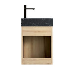Wall-Mounted Bathroom Vanity Unit with Undermount Sink and Striped Cabinet, White Oak Wood Grain