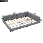 Sofa Daybed 140x200cm with LED Light & USB, Grey Linen