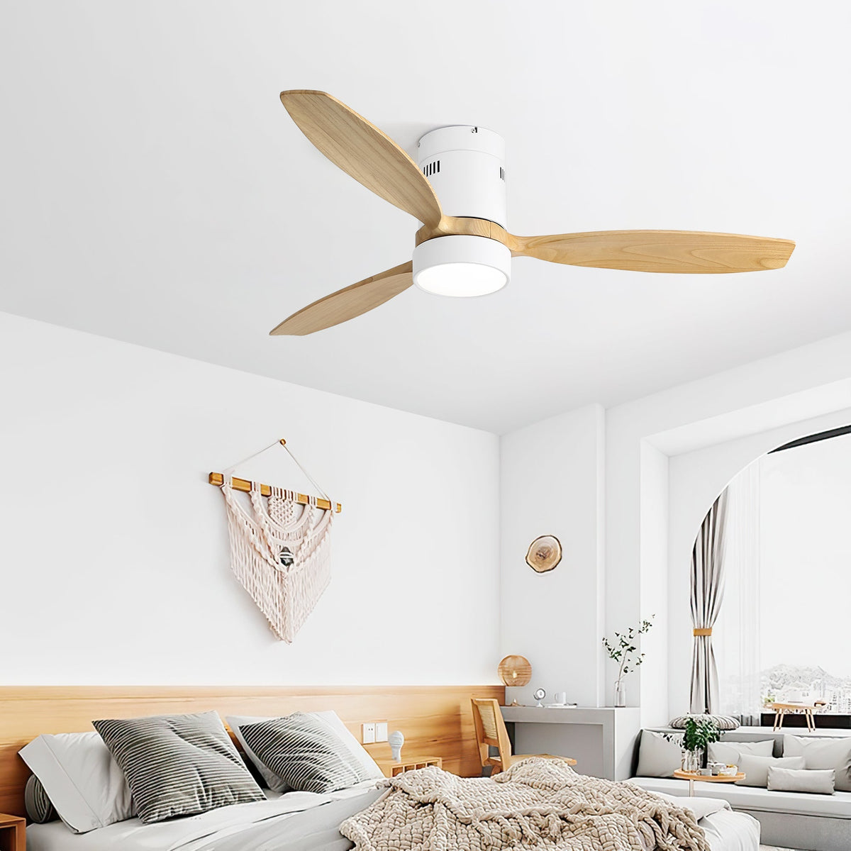 Ceiling Fan 52-inch Silent Reversible Motor Remote Control Light Solid Wood