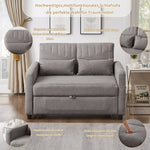 Two-Seater Sofa Bed with Adjustable Backrest and Pull-Out Design, Cotton-Linen Fabric