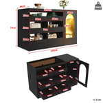 Chest of Drawers Cabinet, Modern 6-Drawer Hollow Door LED Light, Black