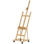 Artist's Easel, Height Adjustable 4 Wheels, Natural + Black