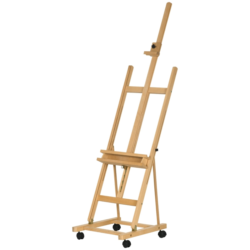 Artist's Easel, Height Adjustable 4 Wheels, Natural + Black