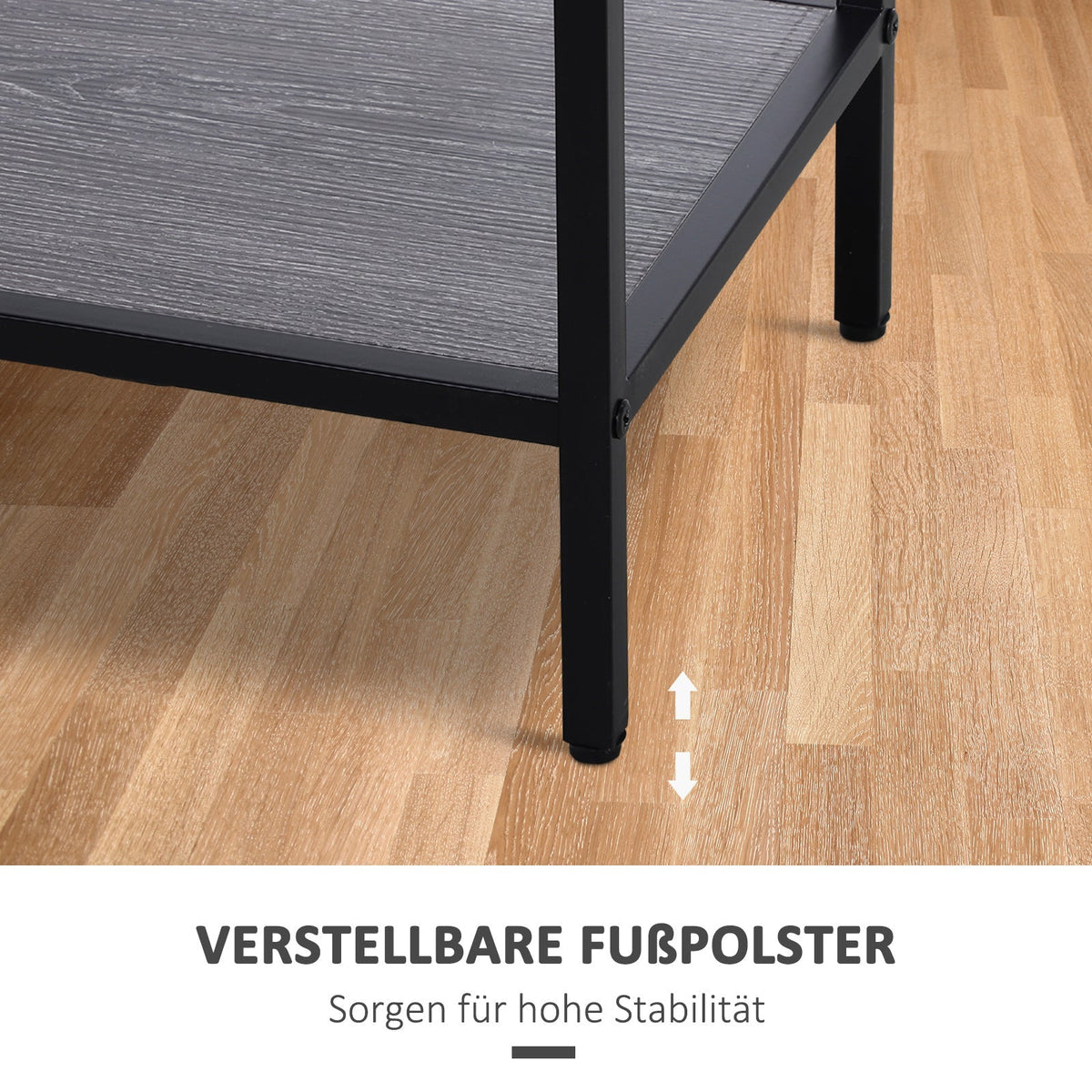 Console Table with 2 Drawers, Lower Shelf, Steel Grey