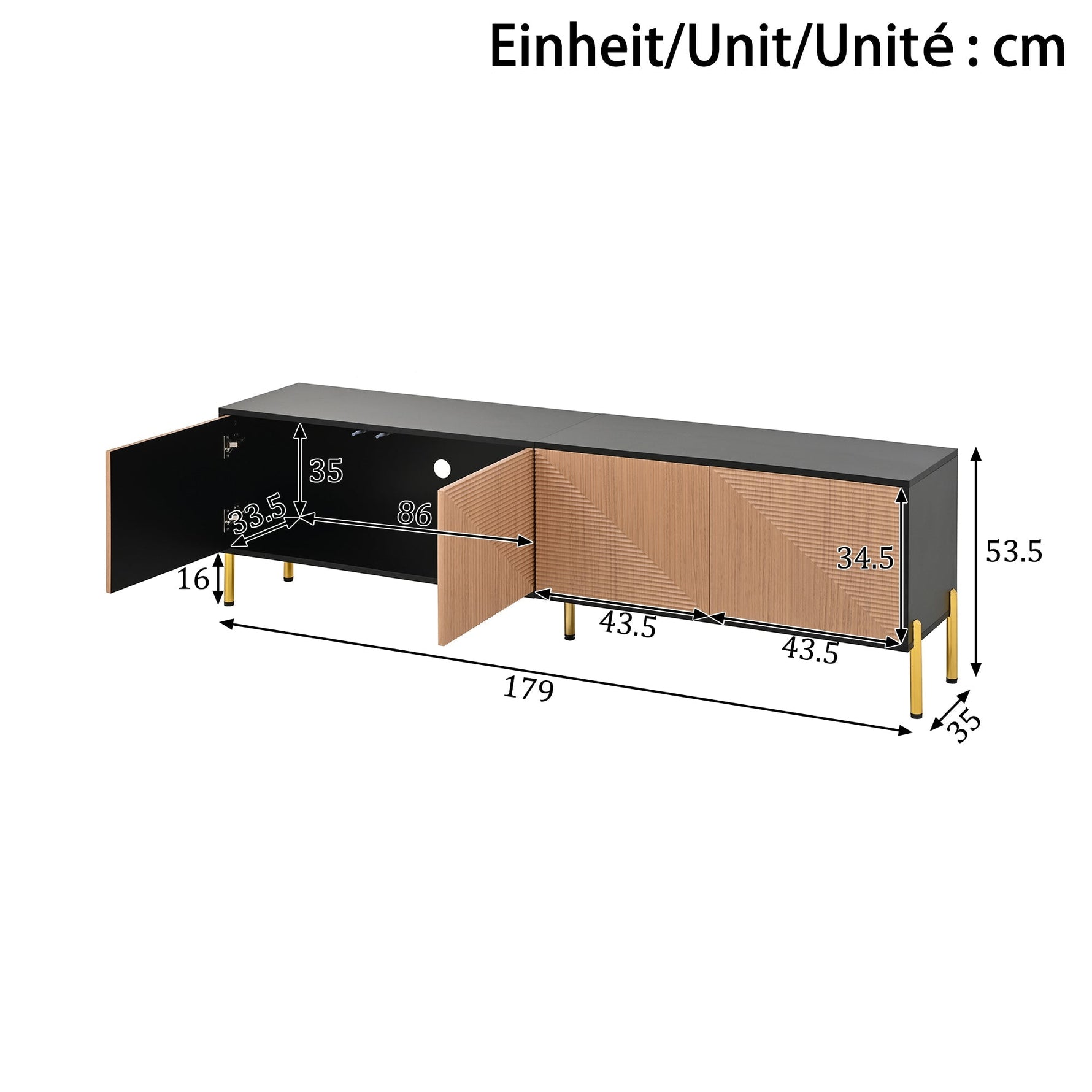 TV Cabinet Modern Low 179cm Color-Block Design
