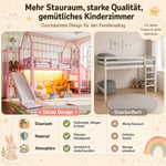 Bunk Bed 90x200cm with Desk, USB & Shelves - White Metal