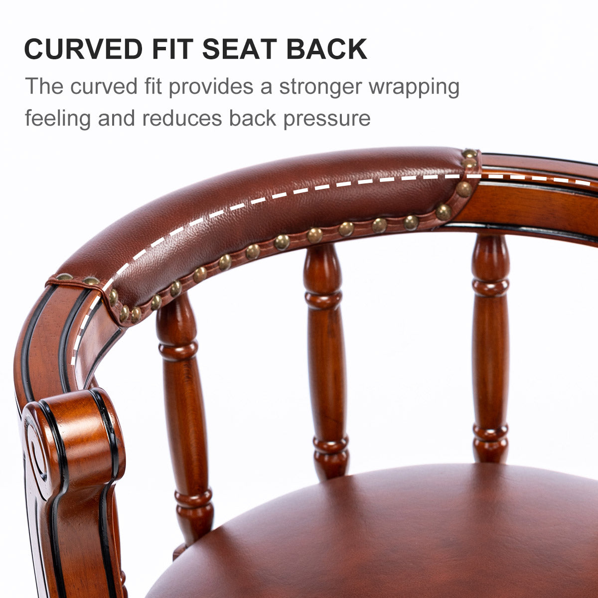 Bar Stools 360° Swivel with Backs Counter Height - Cow Top Leather Wooden