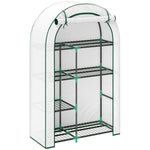 Greenhouse Round Roof, Door, Shelves, Steel, White