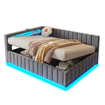 Upholstered Bed/Sofa Bed 140x200 Hydraulic Storage LED/USB Velvet Grey