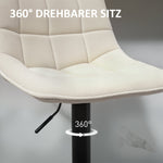 Bar Stool Set of 2, Upholstered with Backrest, Height-Adjustable, Swivel, Beige