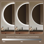 70cm LED Round Bathroom Mirror, Anti-Fog & Dimmable Light