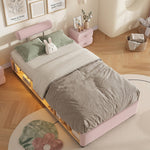 Children's Upholstered Bed with LED Shelf, 90x200 cm, Pink
