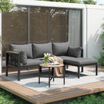 Garden Furniture Set Corner Suite with Sofa, Table & Stool, Grey