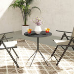 Folding Garden Table, Round Ø60 x 71 cm, Weatherproof Steel, Black