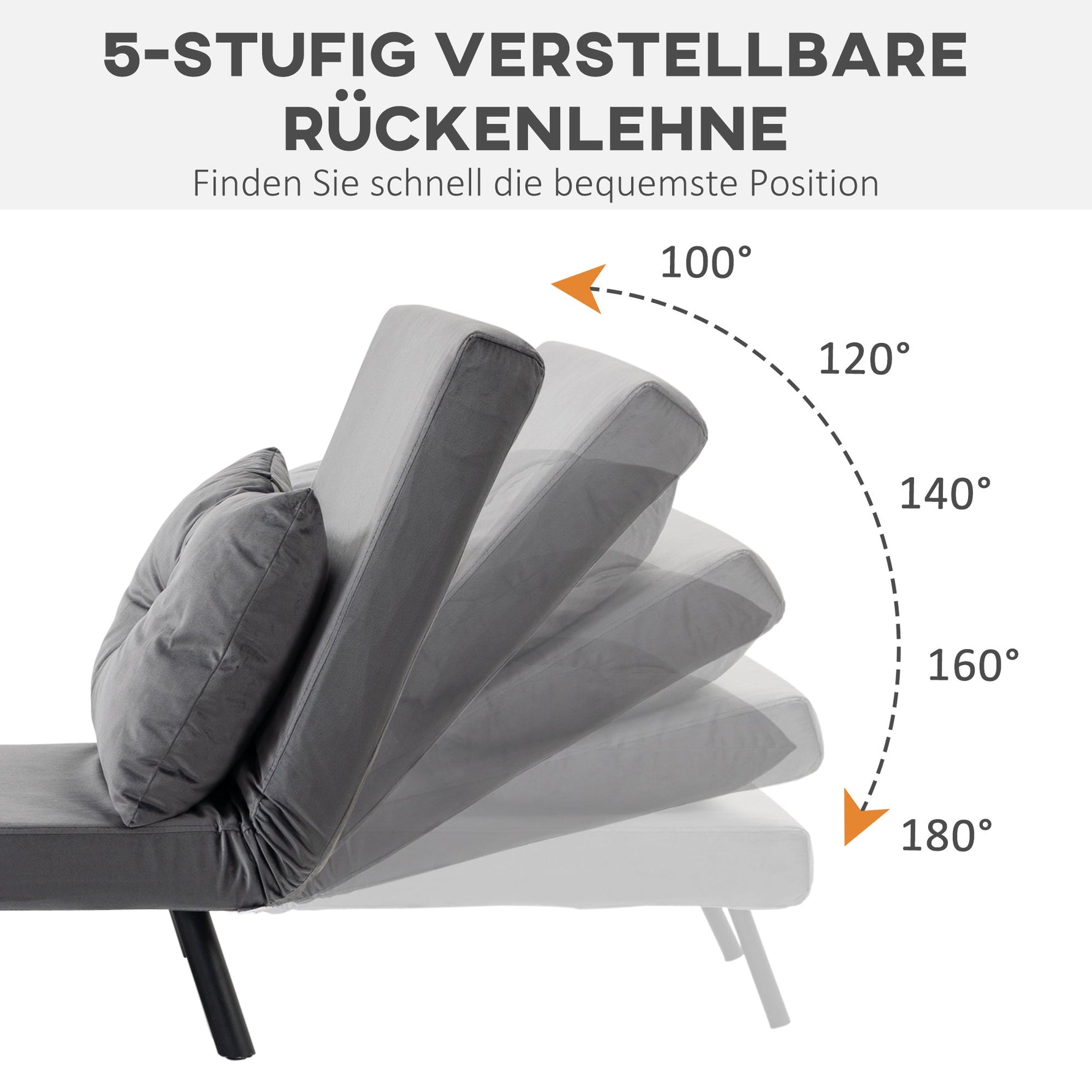 Sleeper Chair Single Sofa Bed Recliner Adjustable Backrest, Dark Grey Velvet