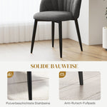 Dining Chairs, Set of 4 Armless Steel Legs, Velvet Look Grey