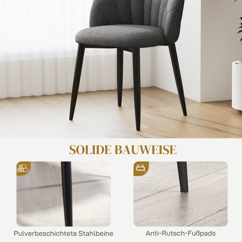 Dining Chairs, Set of 4 Armless Steel Legs, Velvet Look Grey
