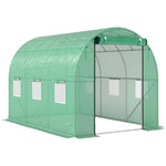 Greenhouse 3x2x2m Polytunnel with 6 Windows, Roll-Up Door, UV-Resistant, Green