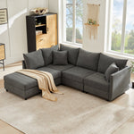 Modular Corner Sofa 5-Seater Convertible Footstool L/U-Shape Vertical Stripes