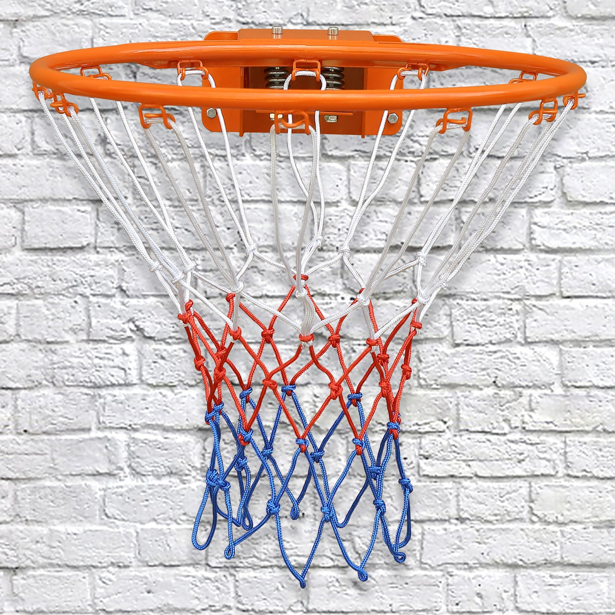 Double Spring Basketball Rim, Shock Absorption, 4-Point Stabilization, Steel, Orange