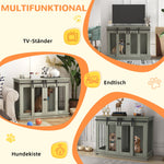 Dog Cage, Two Room Option, Double Doors, Grey