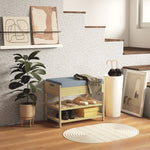Shoe Bench, 2-Tier with Drawer, Bamboo Natural