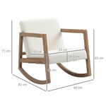 Rocking Chair, Upholstered, Wooden Frame, Cream White