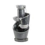 Garden Fountain with LED Lighting and Water Pump, Grey Artificial Stone