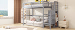 Loft Bed 90x200 with Stairs Storage Shelf Wardrobe Wooden Grey