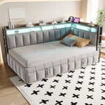 Upholstered Sofa Bed 90x200cm with Pull-Out Bed, Light Grey Velvet