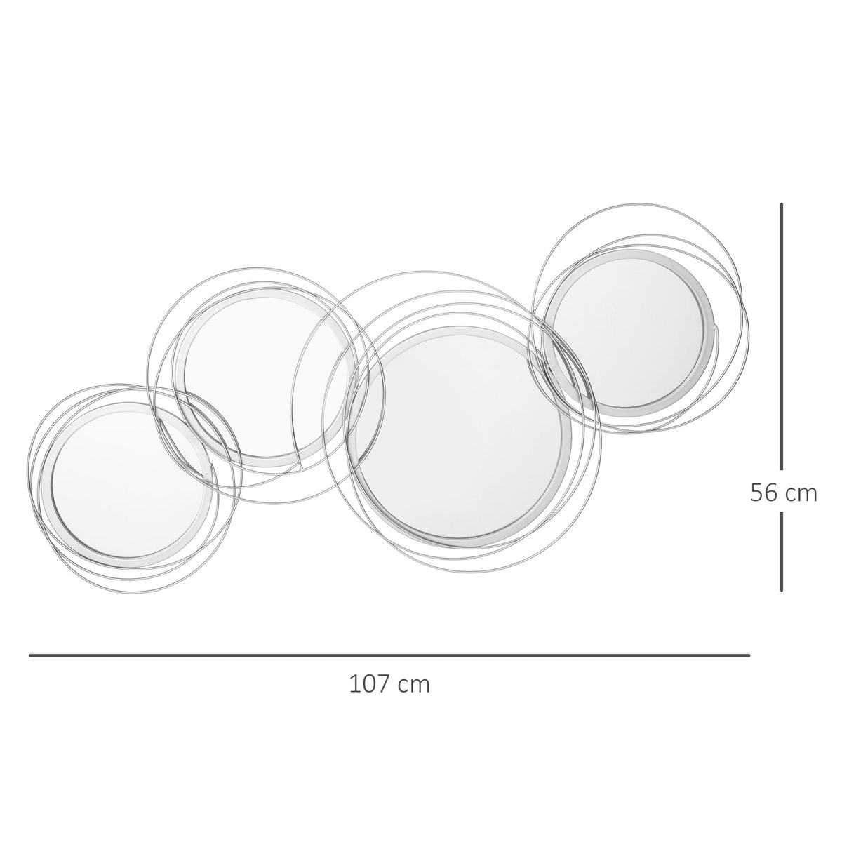 Mirrors Set, 3-Piece 4 Round Wall Decoration, Metal, Silver