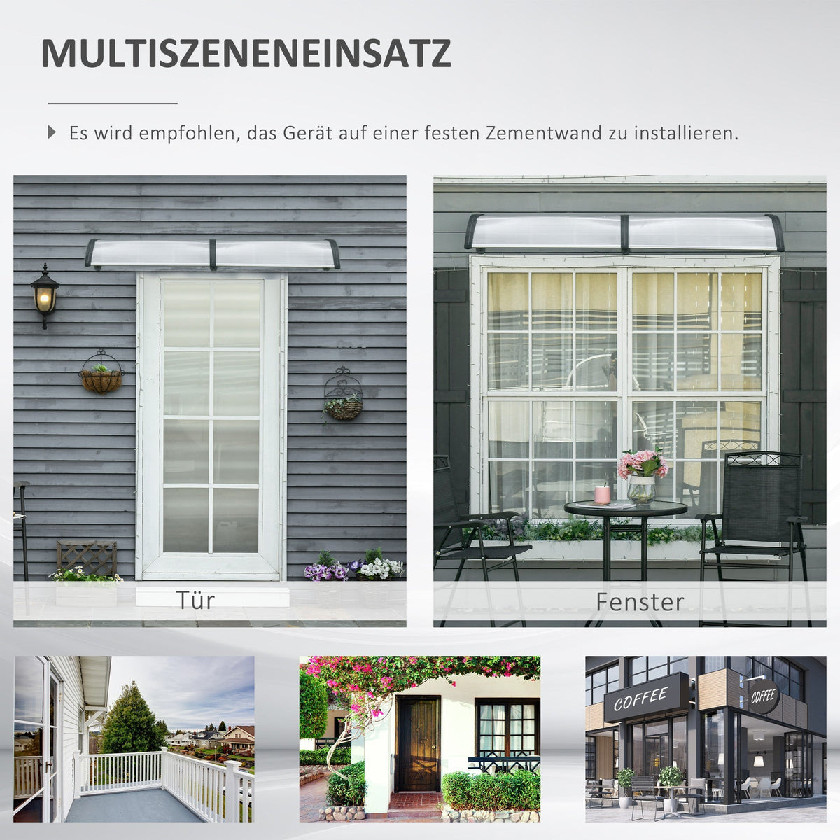 Pent Canopy, Front Door UV Rain Sun Protection, Aluminum Black