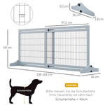 Wooden Dog Gate, Extendable Freestanding 104-183cm Grey