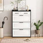 Shoe Cabinet with Rotating Rack 3 Doors 2 Drawers W80cm Wooden