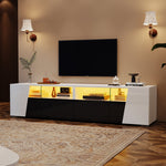 High-Gloss TV Stand 180cm LED 2 Drawers 2 Cabinets For 80 Inch TV - White/Black