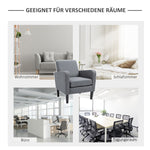 Recliner Chair, Upholstered Wooden Legs, Light Grey Linen Fabric