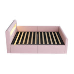 Upholstered Children's Bed with LED, USB Charging and Hydraulic Storage, 90x200cm Velvet