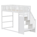 Bunk Bed, 90x200 with Stairs, Loft, Solid Wood, White