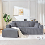 L-Shaped Modular Corner Sofa with Chaise Longue and High-Density Foam, Grey Corduroy