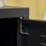 Bedside Table with Adjustable Shelf and Door, Metal Black
