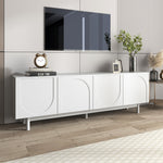 TV Cabinet, 175x38x56 cm Adjustable Shelves Lowboard, White