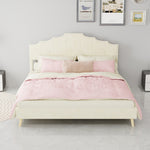 Modern Minimalist Soft Bed with 160x200cm Mattress, Beige