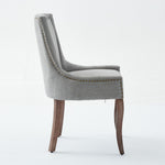 A&A Furniture Ultra Side Dining Chair with Thickened Fabric and Solid Wood Legs, Set of 2, Gray