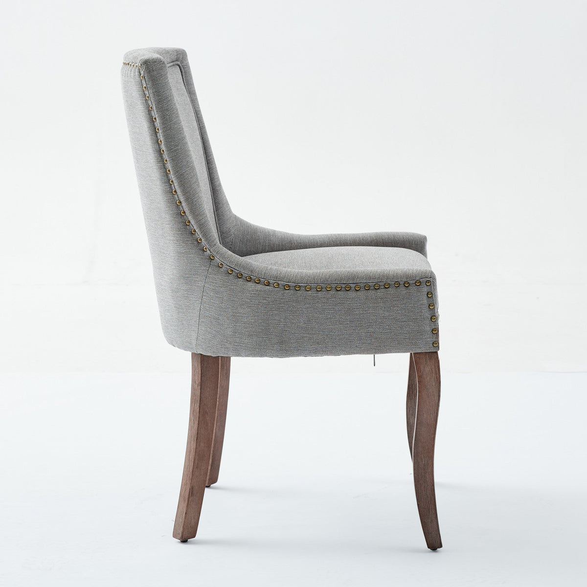 A&A Furniture Ultra Side Dining Chair with Thickened Fabric and Solid Wood Legs, Set of 2, Gray