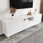 TV Cabinet with Open Compartments, Drawers, Soft-Close Hinges, Lacquered Textured Surface